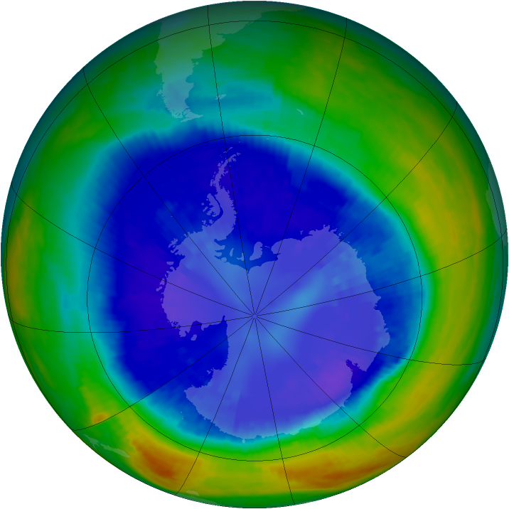 Antarctic ozone map for 03 September 2003